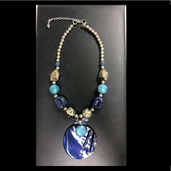 Chico’s Chunky Blue Beaded Necklace - Picture 1 of 4